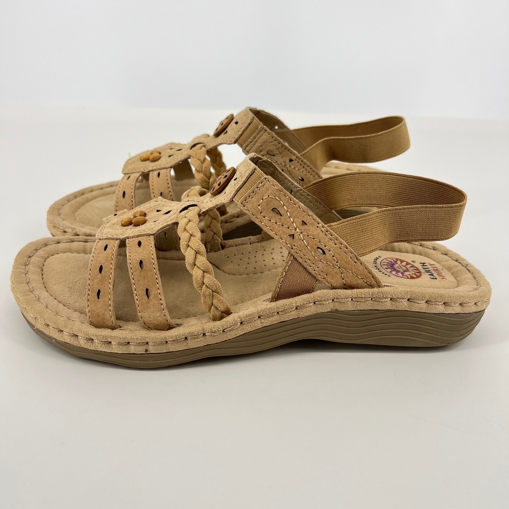 Earth Spirit Sandals Womens 10 Tan Boho Braided Slingback Andi Gelron 2000 - Picture 3 of 8